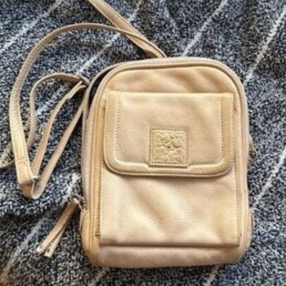 Osgoode Marley cream Leather Crossbody Utility Bag Built-in Wallet Vintage